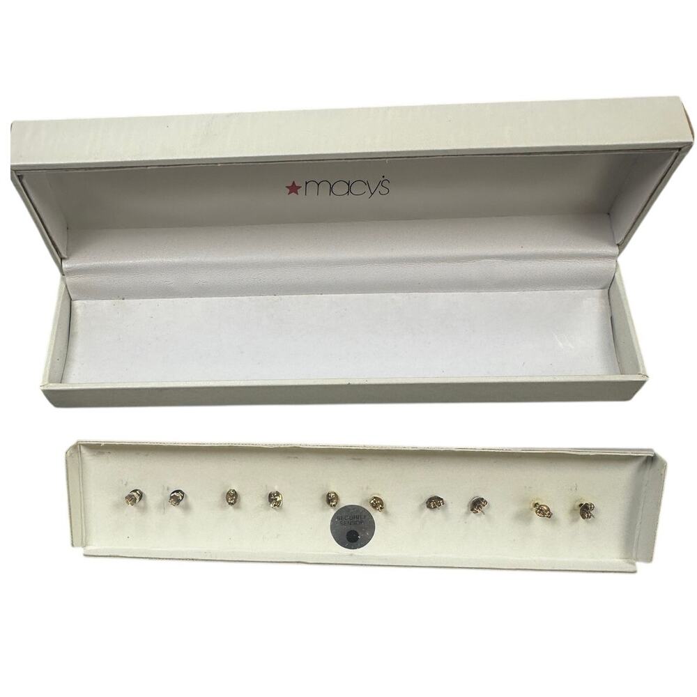 Macy's Multi Gemstone Stud Earrings Set 18k Gold Over Sterling Silver